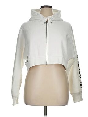 Cropped White Zip-Up Hoodie Social Tourist Hollister